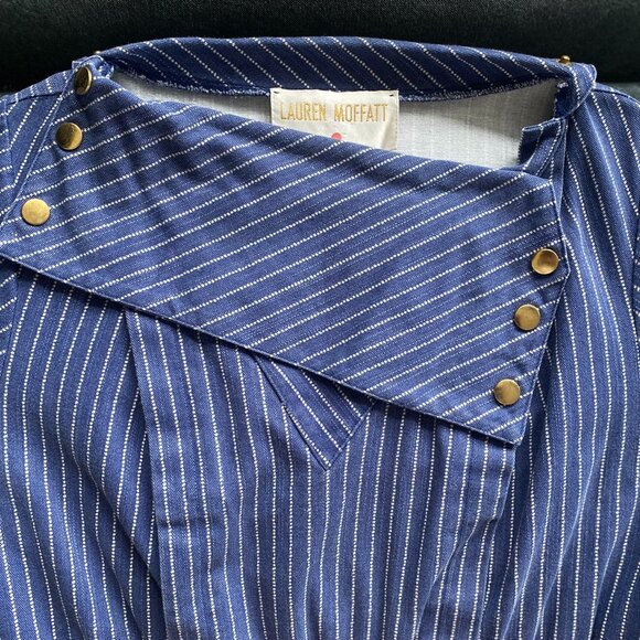 Lauren Moffatt Denim Mini Dress, Blue Striped, Size 6 - Picture 4 of 8